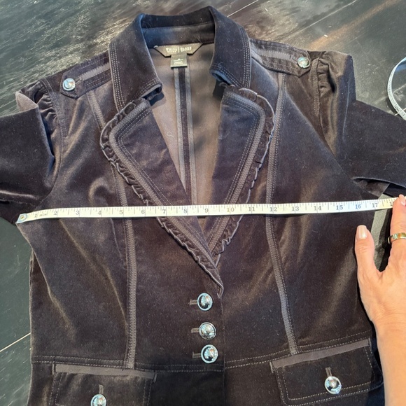 Black, Velvet Military Jacket - Picture 4 of 5